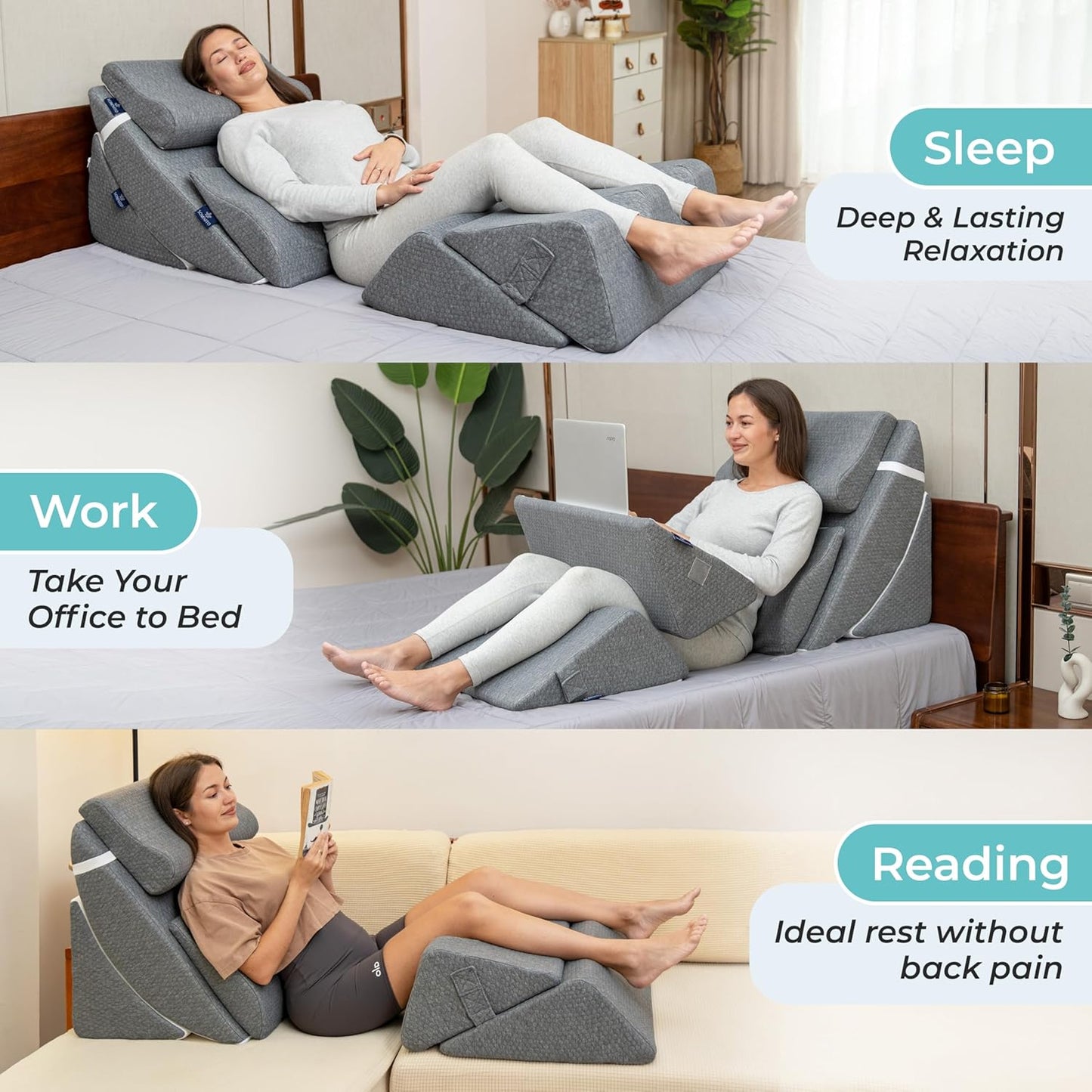 SOMNITO™ Adjustable Bed Wedge Pillow – Custom Elevation for Better Sleep & Wellness